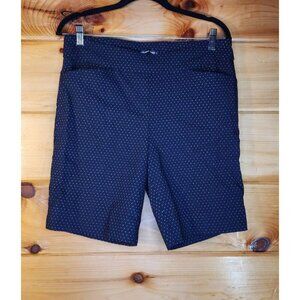 Hilary Radley 8.5” Shorts Large Black Polka Dot Pull on Streach Women Pockets